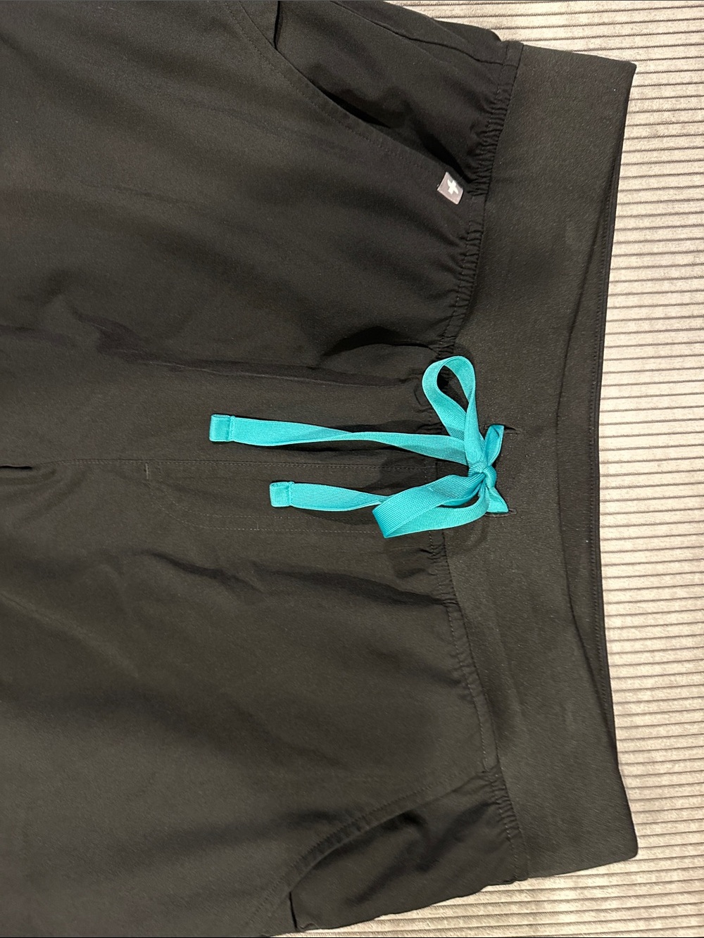 Figs Black Jogger Pants with Teal Drawstring - Picture 7 of 12